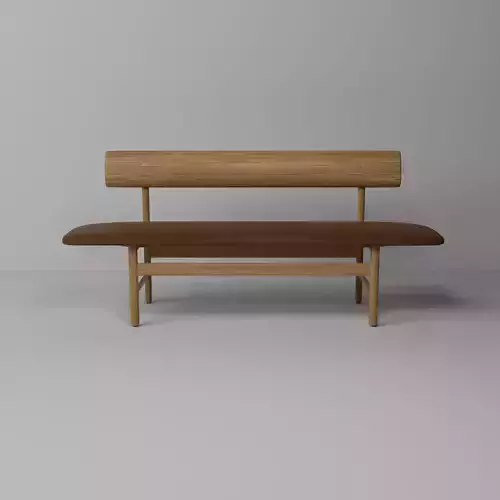 Wooden Bench With Leather Seat PBR 3D Model 
