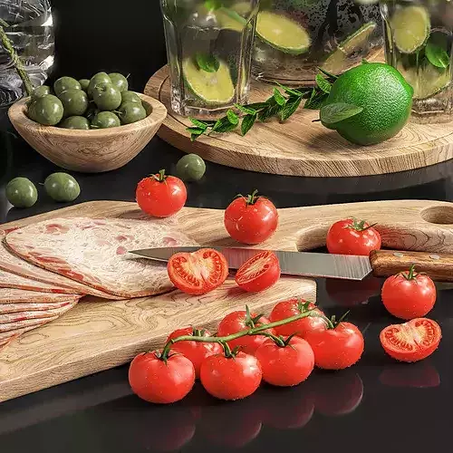 Decorative Set 21 for kitchen 3D model 2