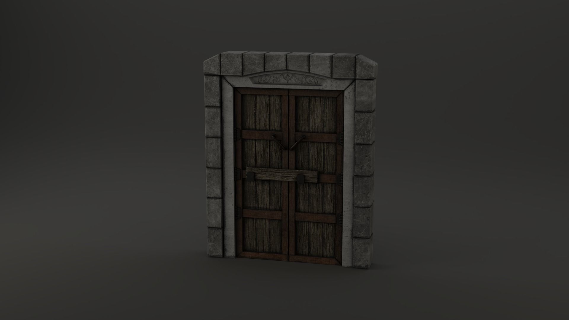 Medieval Door Stone Double Huge Door 3D Model Low-poly 3D model_8