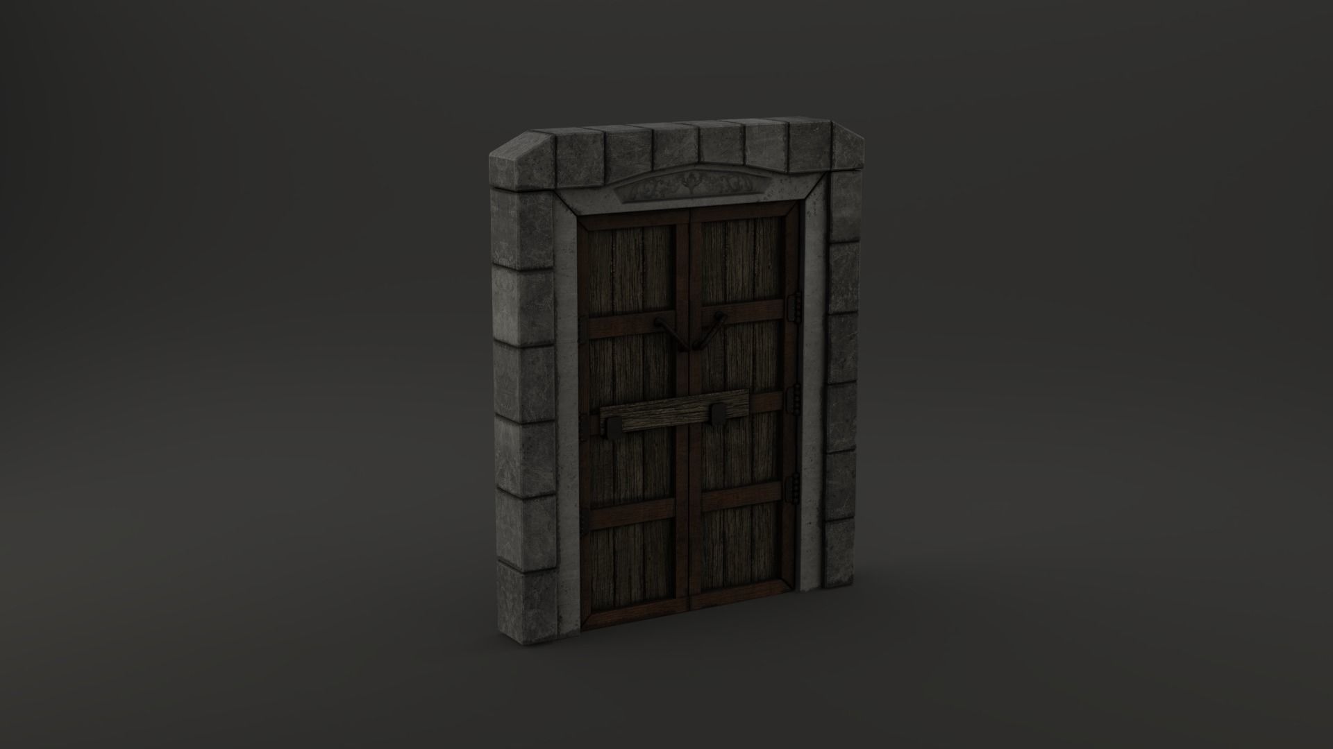 Medieval Door Stone Double Huge Door 3D Model Low-poly 3D model_9