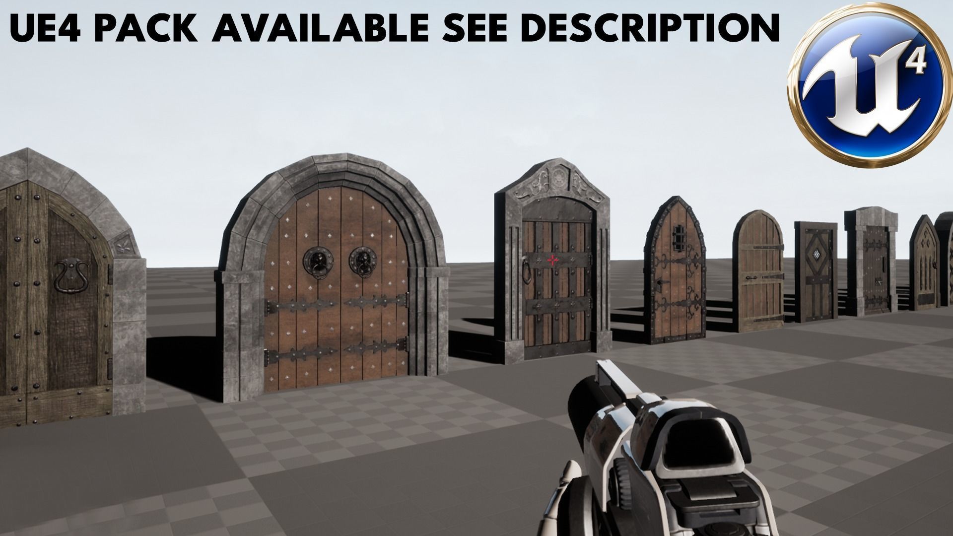 Medieval Door Stone Double Huge Door 3D Model Low-poly 3D model_16