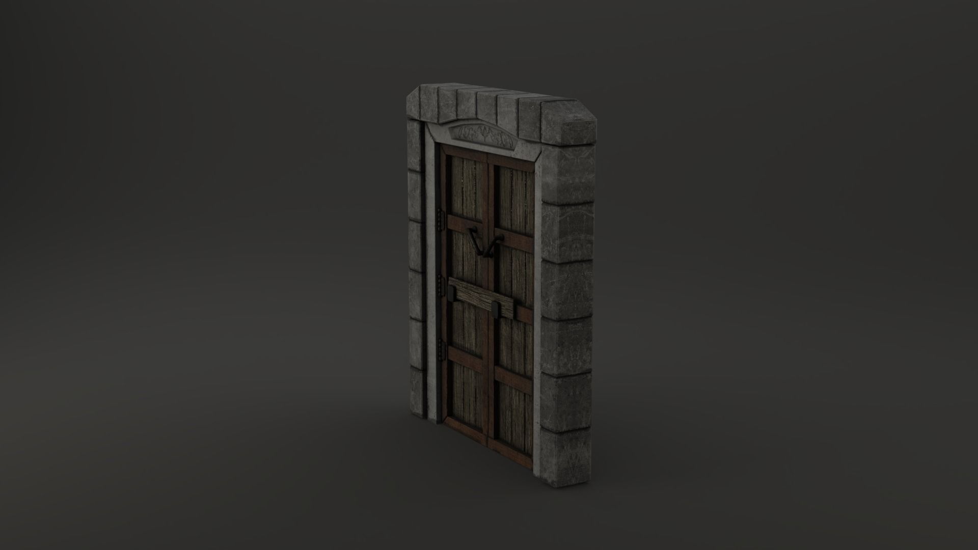 Medieval Door Stone Double Huge Door 3D Model Low-poly 3D model_7