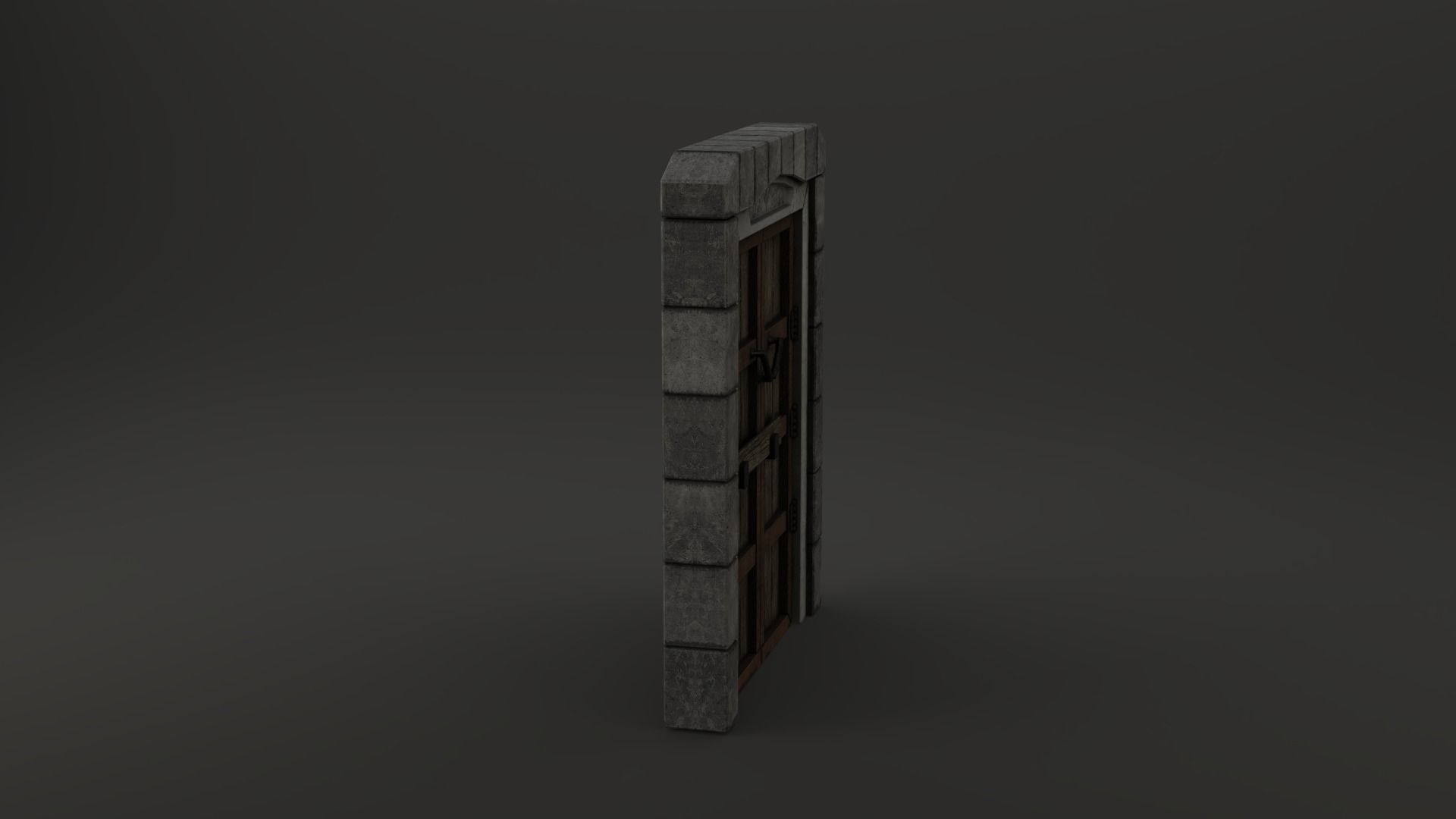 Medieval Door Stone Double Huge Door 3D Model Low-poly 3D model_10