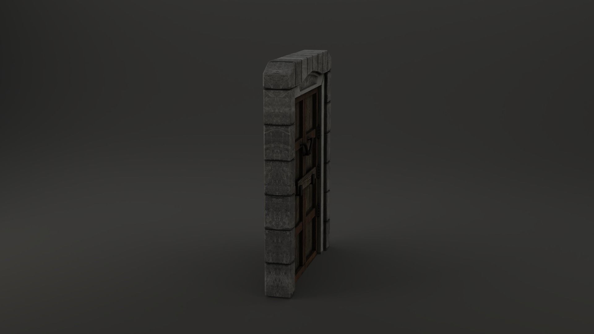 Medieval Door Stone Double Huge Door 3D Model Low-poly 3D model_6