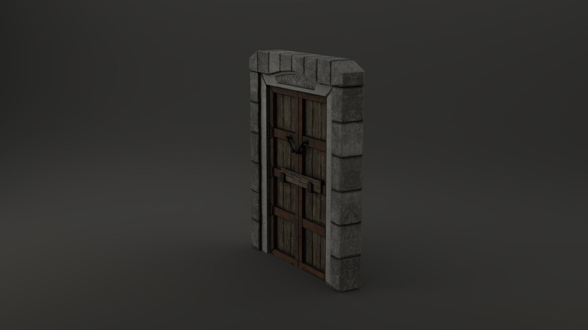 Medieval Door Stone Double Huge Door 3D Model Low-poly 3D model_11