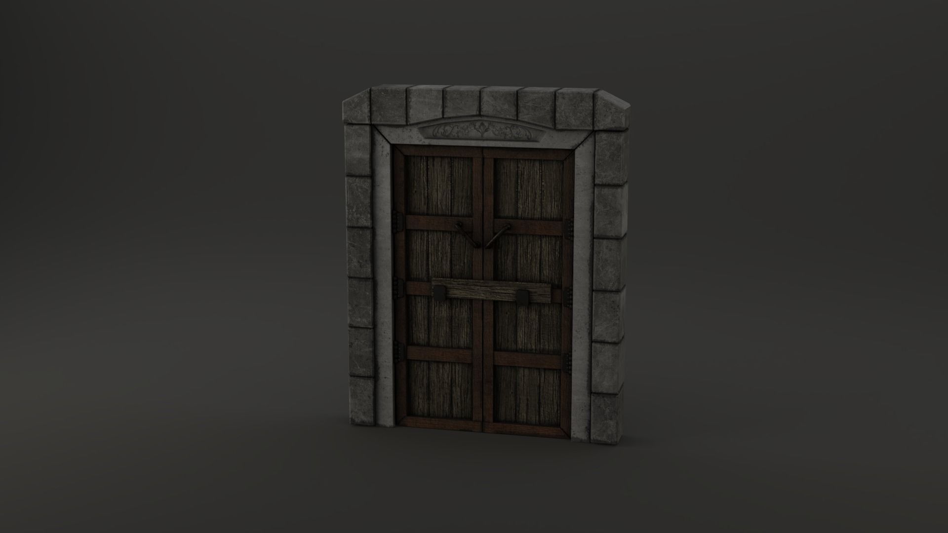 Medieval Door Stone Double Huge Door 3D Model Low-poly 3D model_12