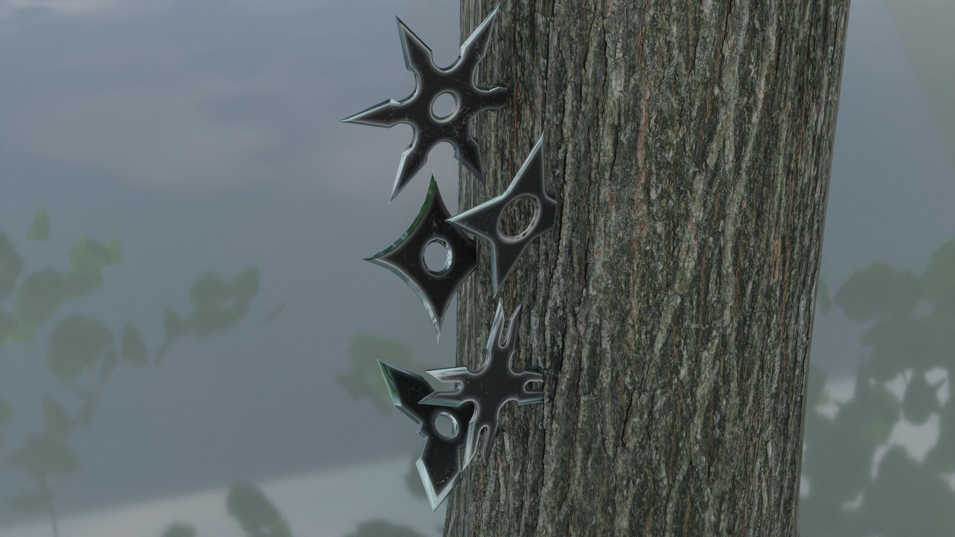 Black Ninja shuriken pack Low-poly 3D model_1