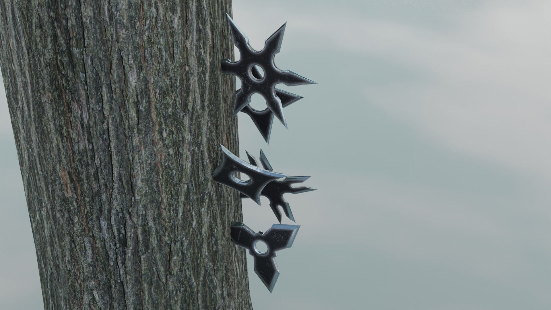 Black Ninja shuriken pack Low-poly 3D model_2