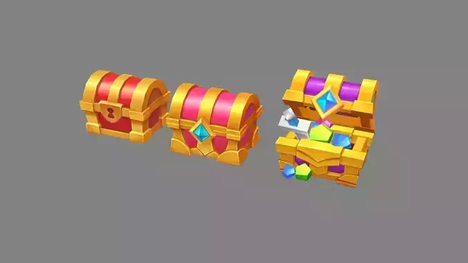 Cartoon crystal treasure chest