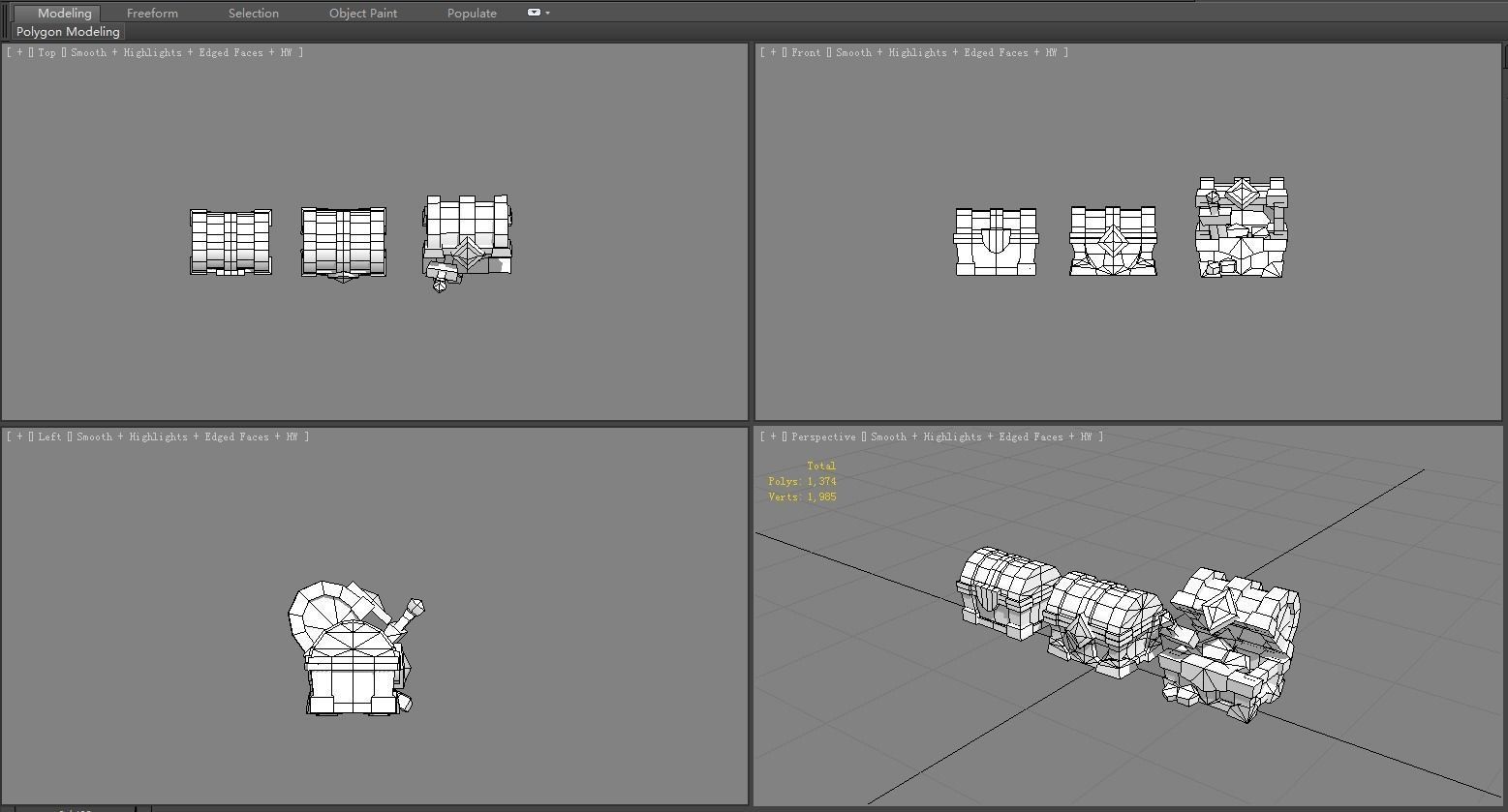 Cartoon crystal treasure chest Low-poly 3D model_6