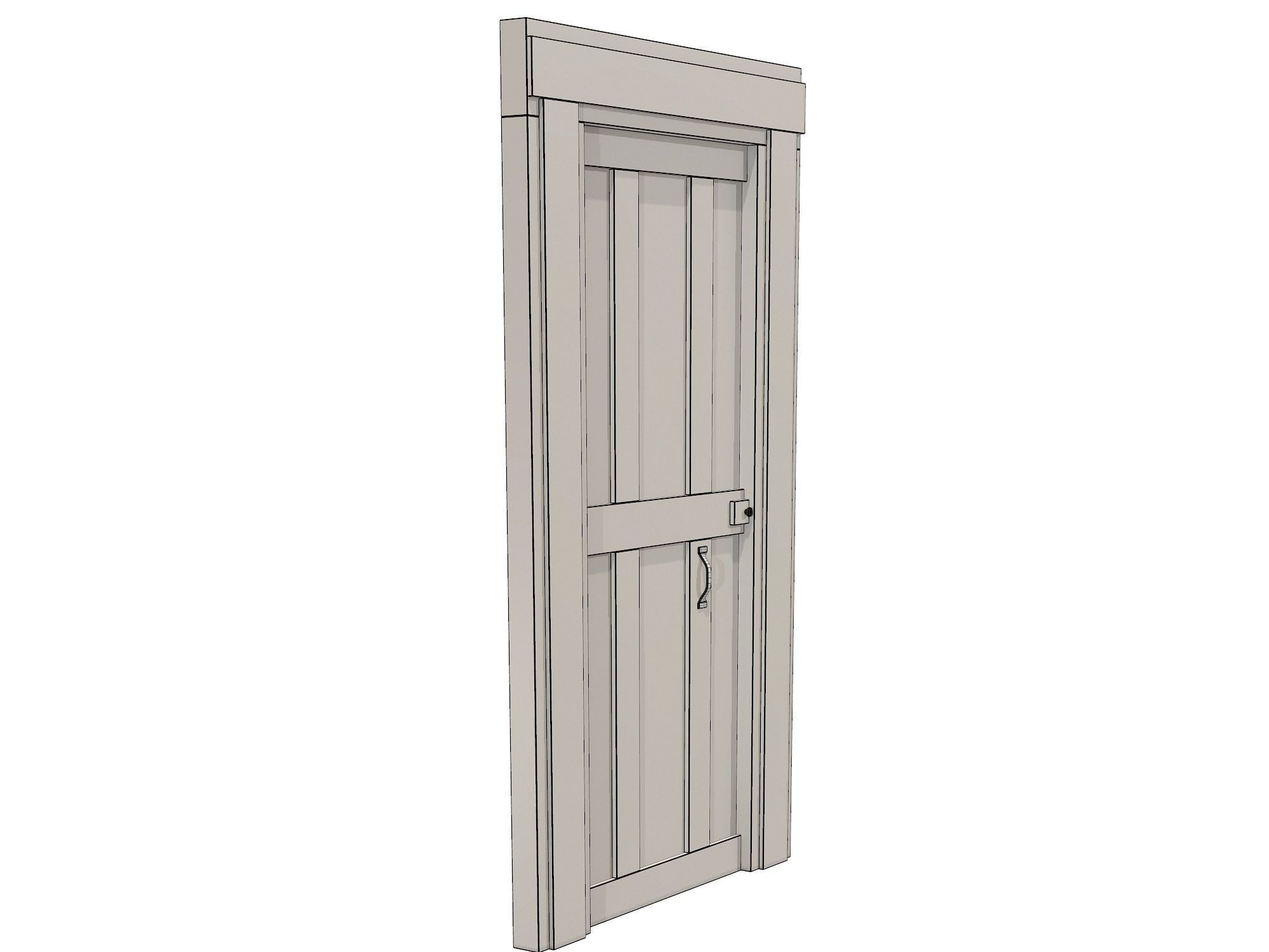 Old Wood Door Low-poly 3D model_7