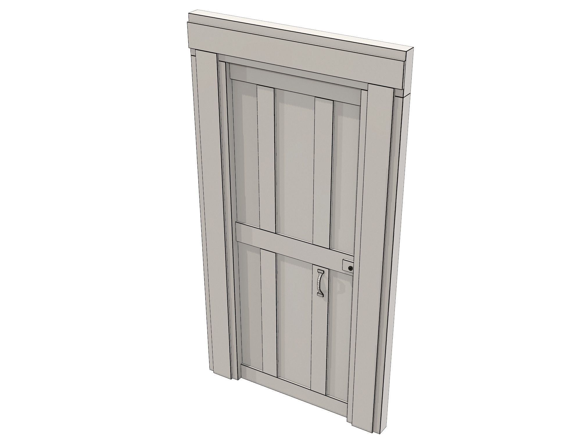 Old Wood Door Low-poly 3D model_5