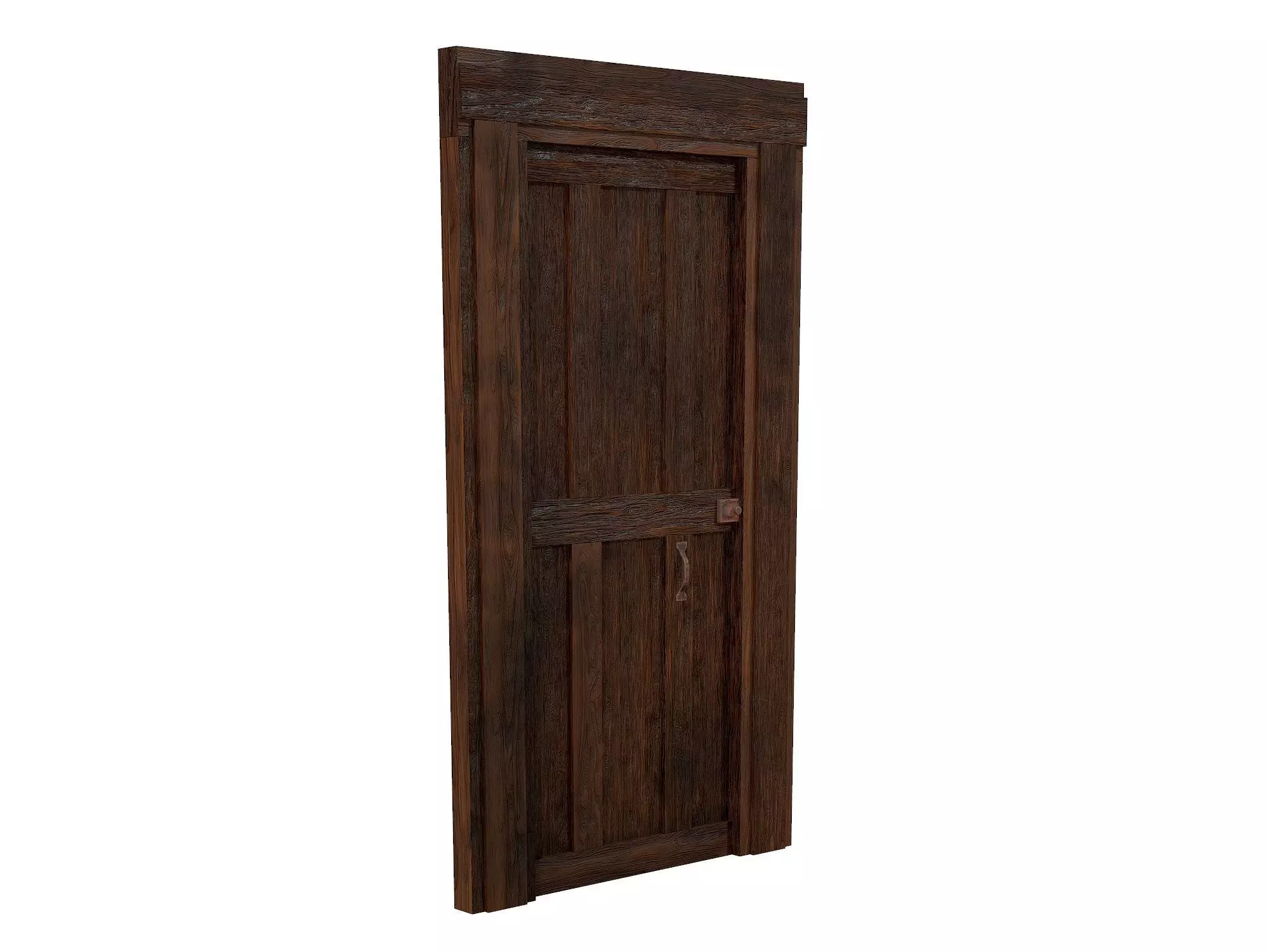 Old Wood Door Low-poly 3D model_0