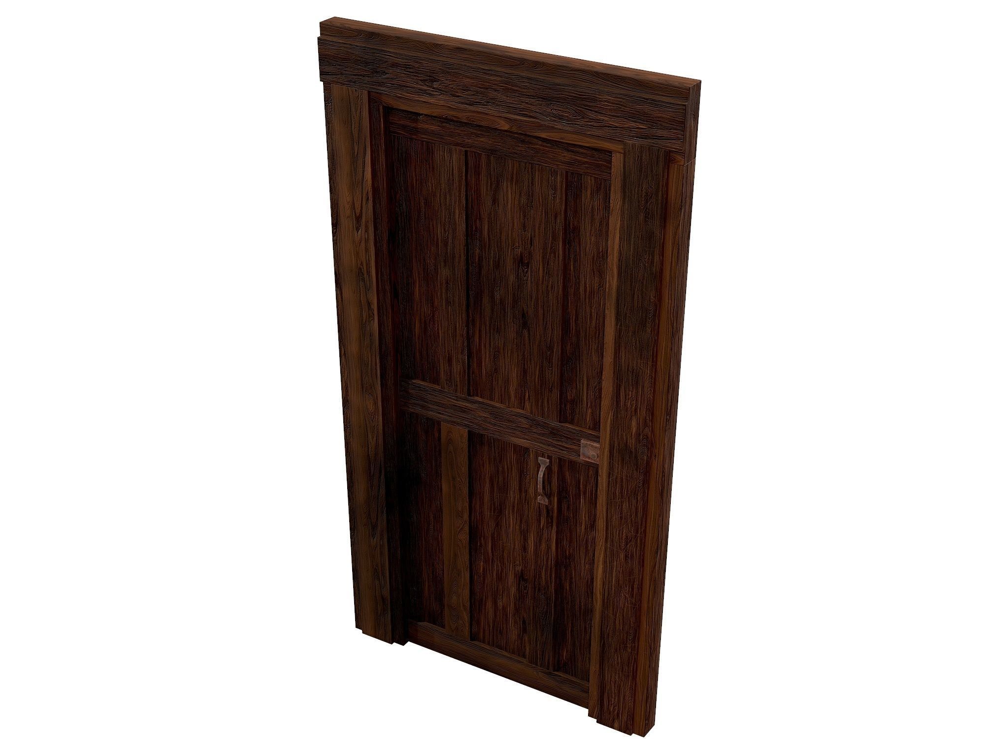 Old Wood Door Low-poly 3D model_4