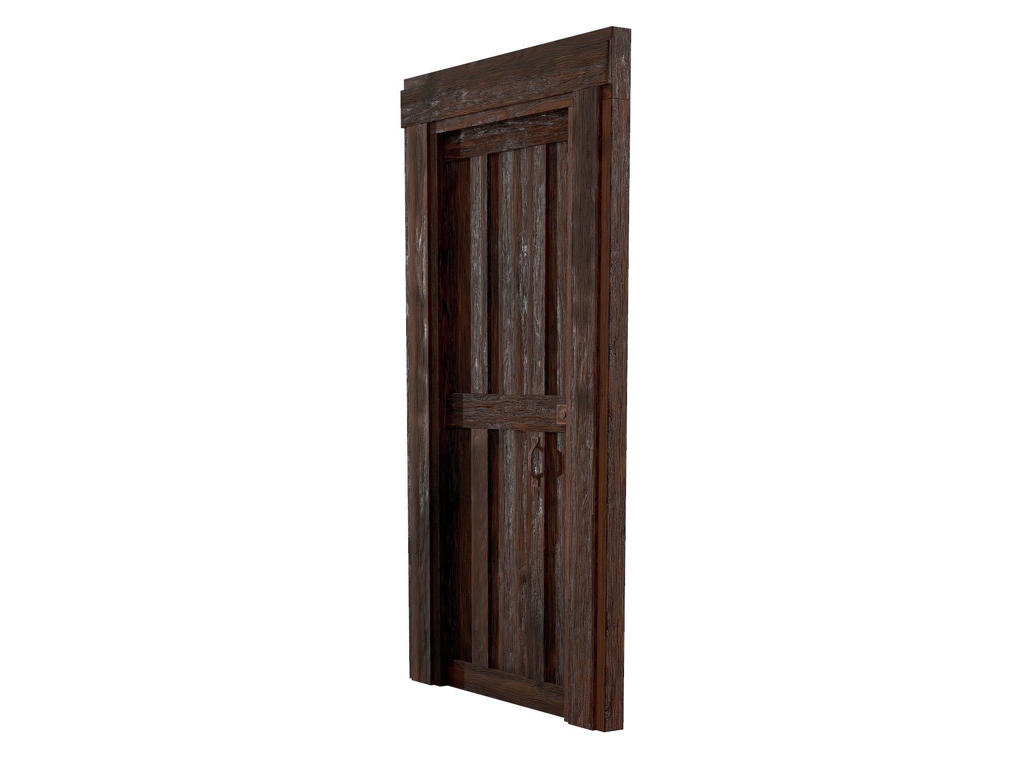 Old Wood Door Low-poly 3D model_2