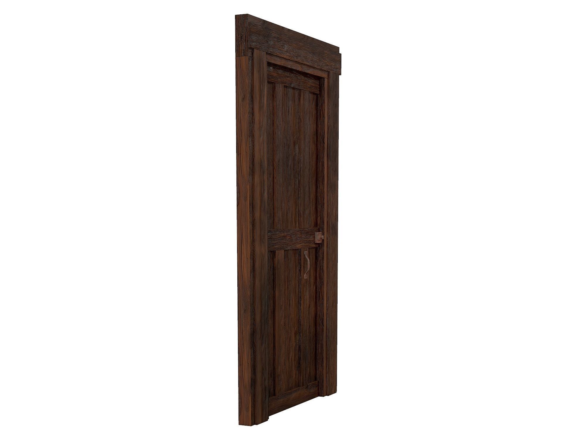 Old Wood Door Low-poly 3D model_3