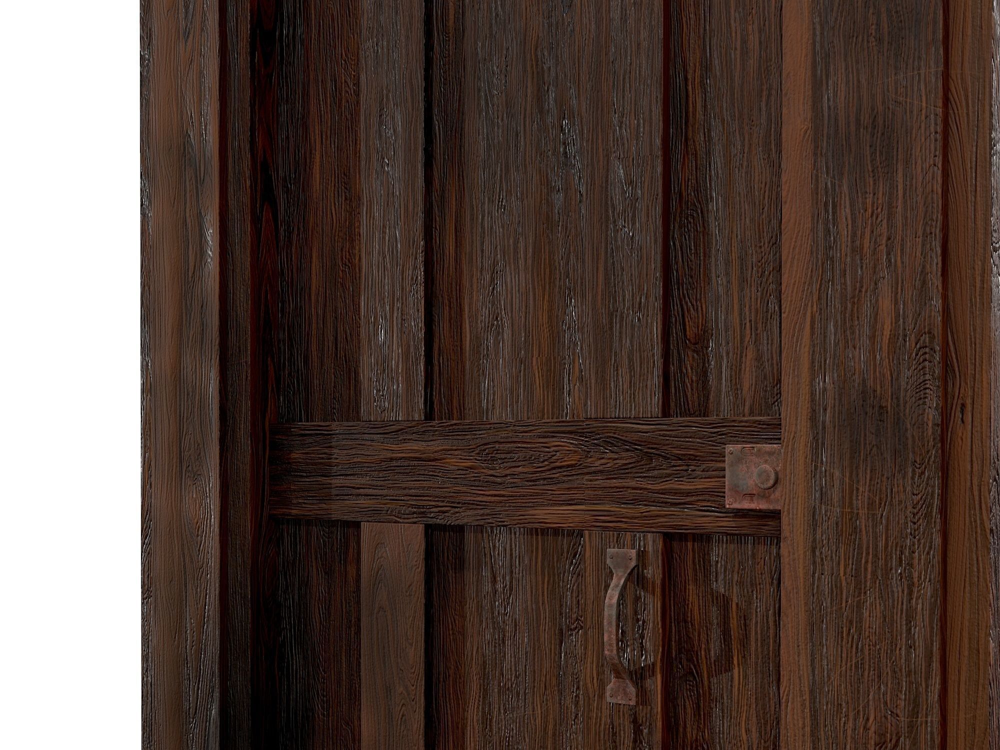 Old Wood Door Low-poly 3D model_6