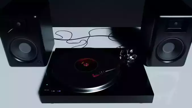 Vinyl Record Player And Speakers