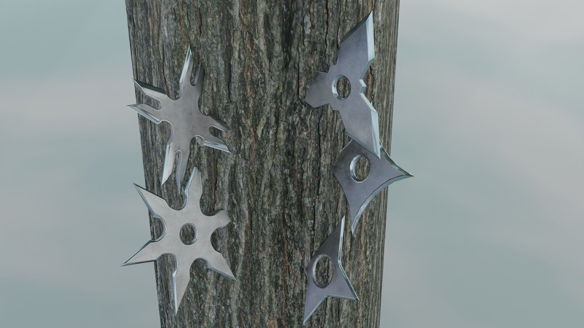 Ninja shuriken pack Low-poly 3D model_5