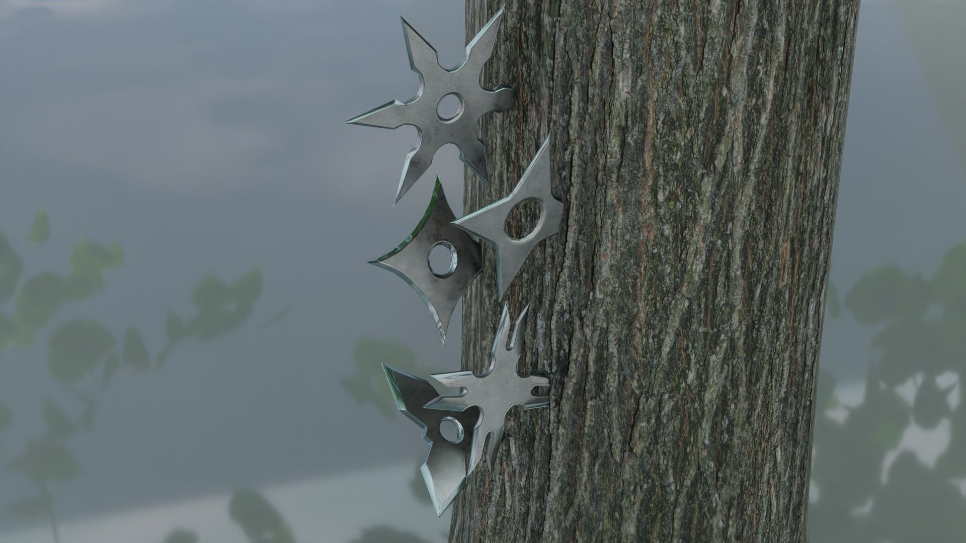 Ninja shuriken pack Low-poly 3D model_1