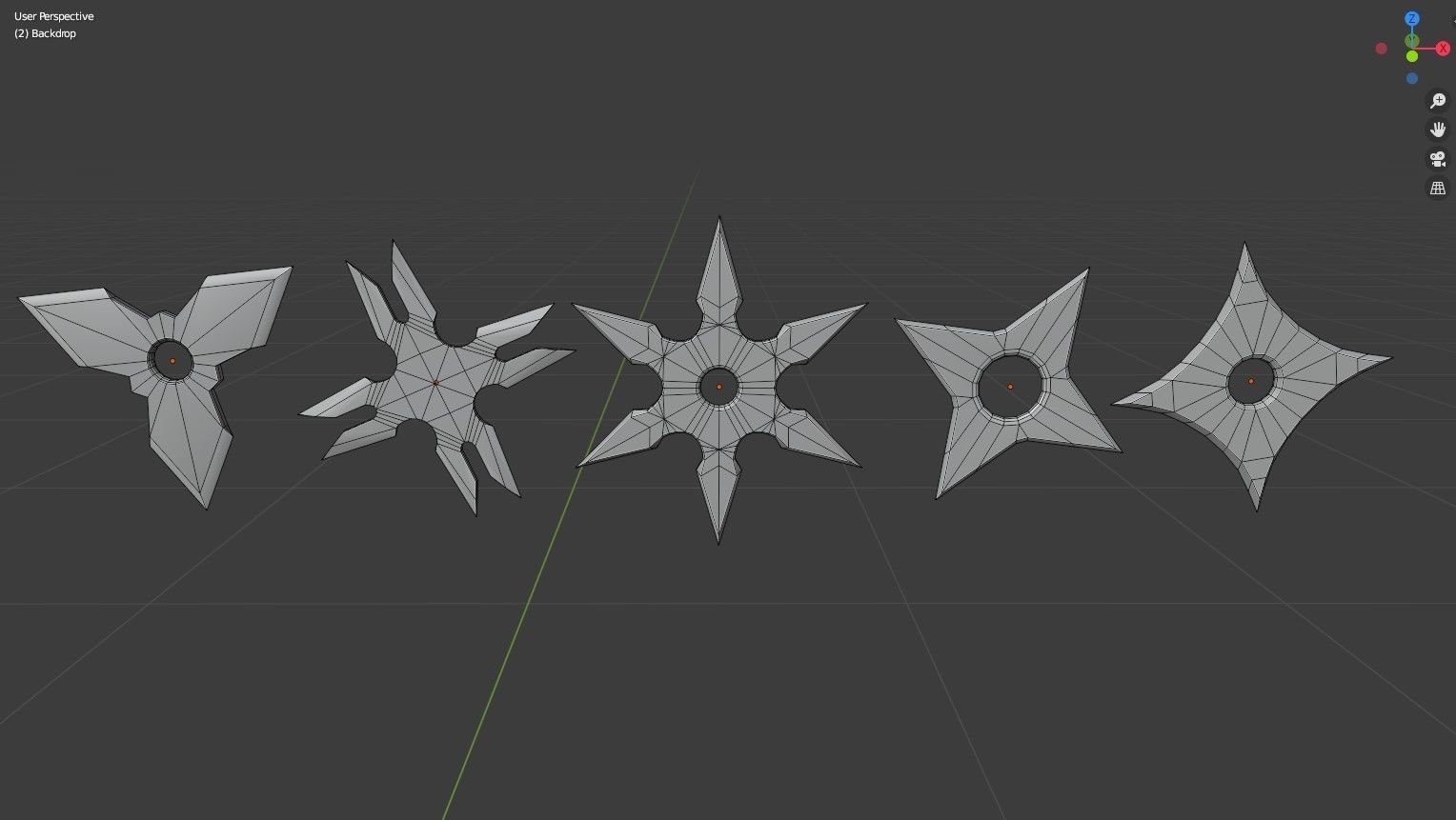Ninja shuriken pack Low-poly 3D model_9