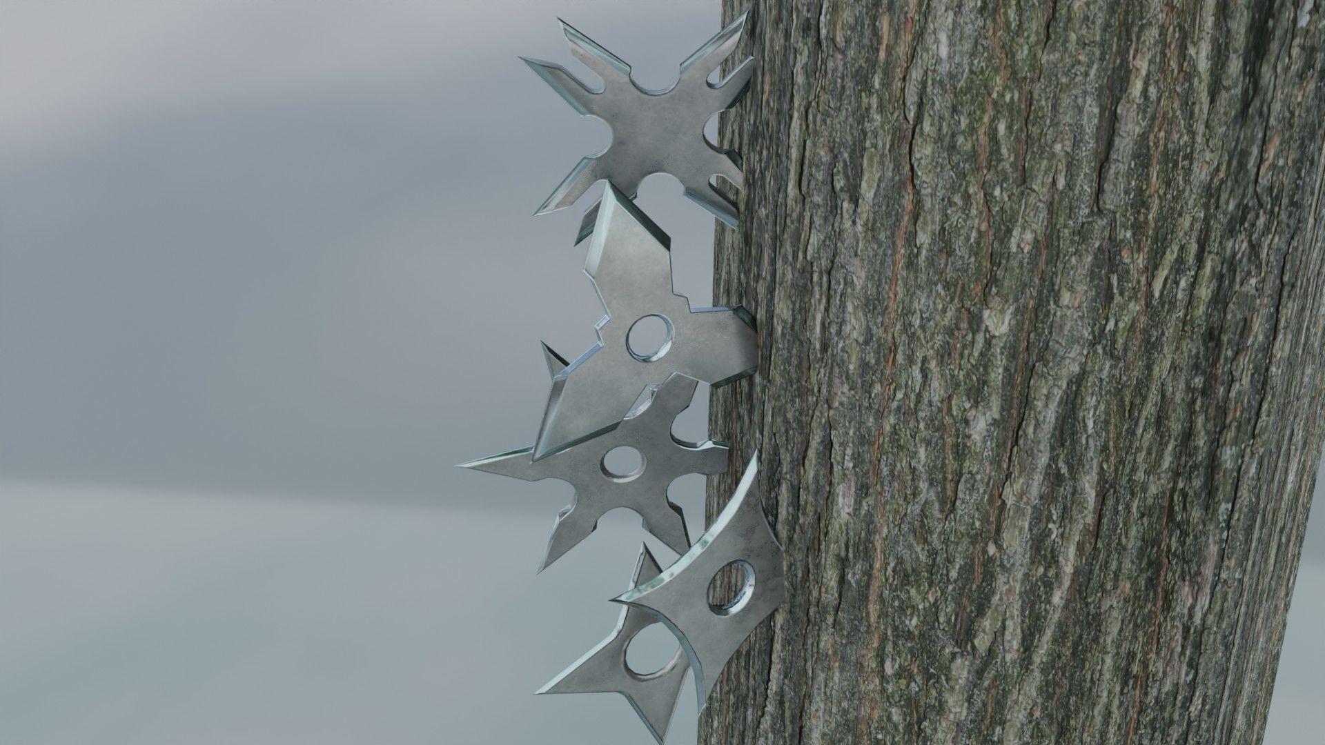 Ninja shuriken pack Low-poly 3D model_4