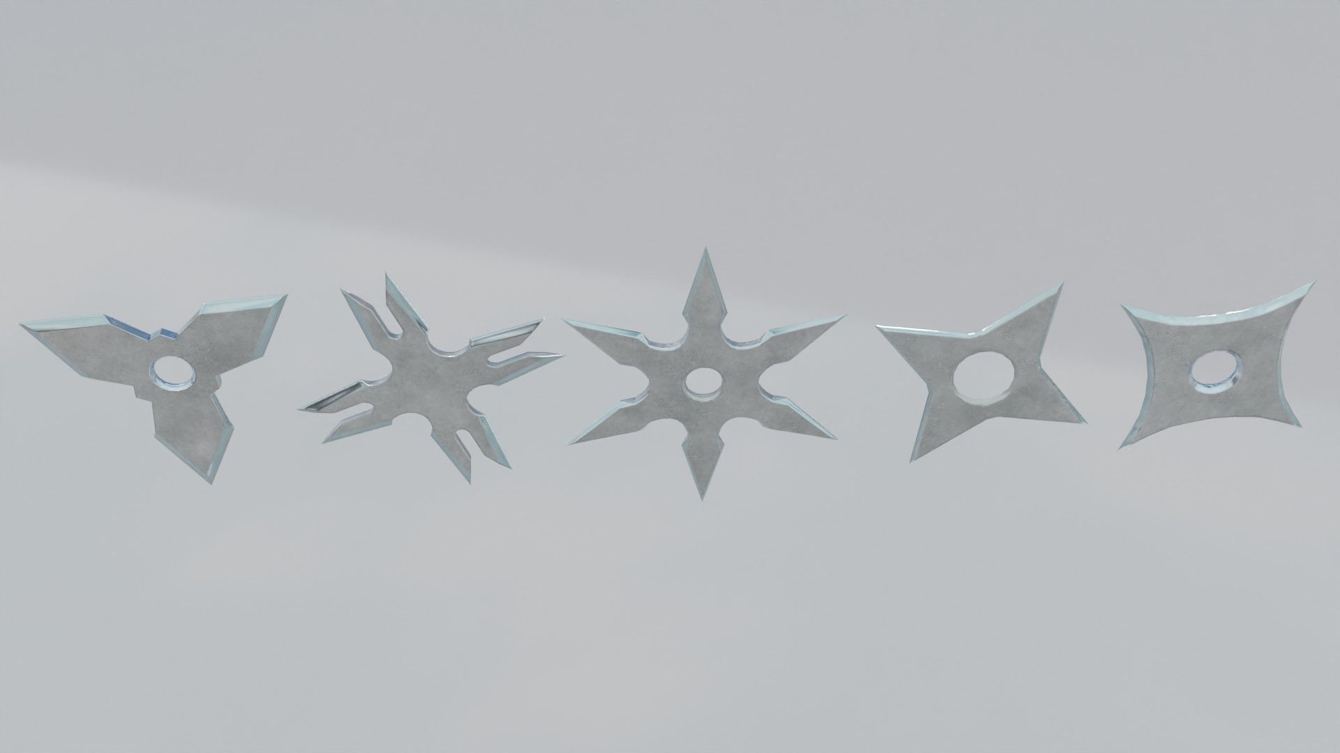 Ninja shuriken pack Low-poly 3D model_6