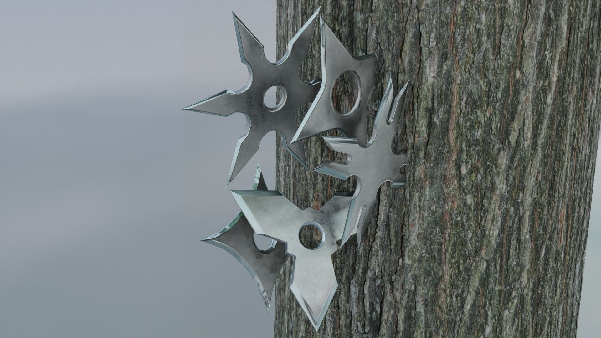 Ninja shuriken pack Low-poly 3D model_3