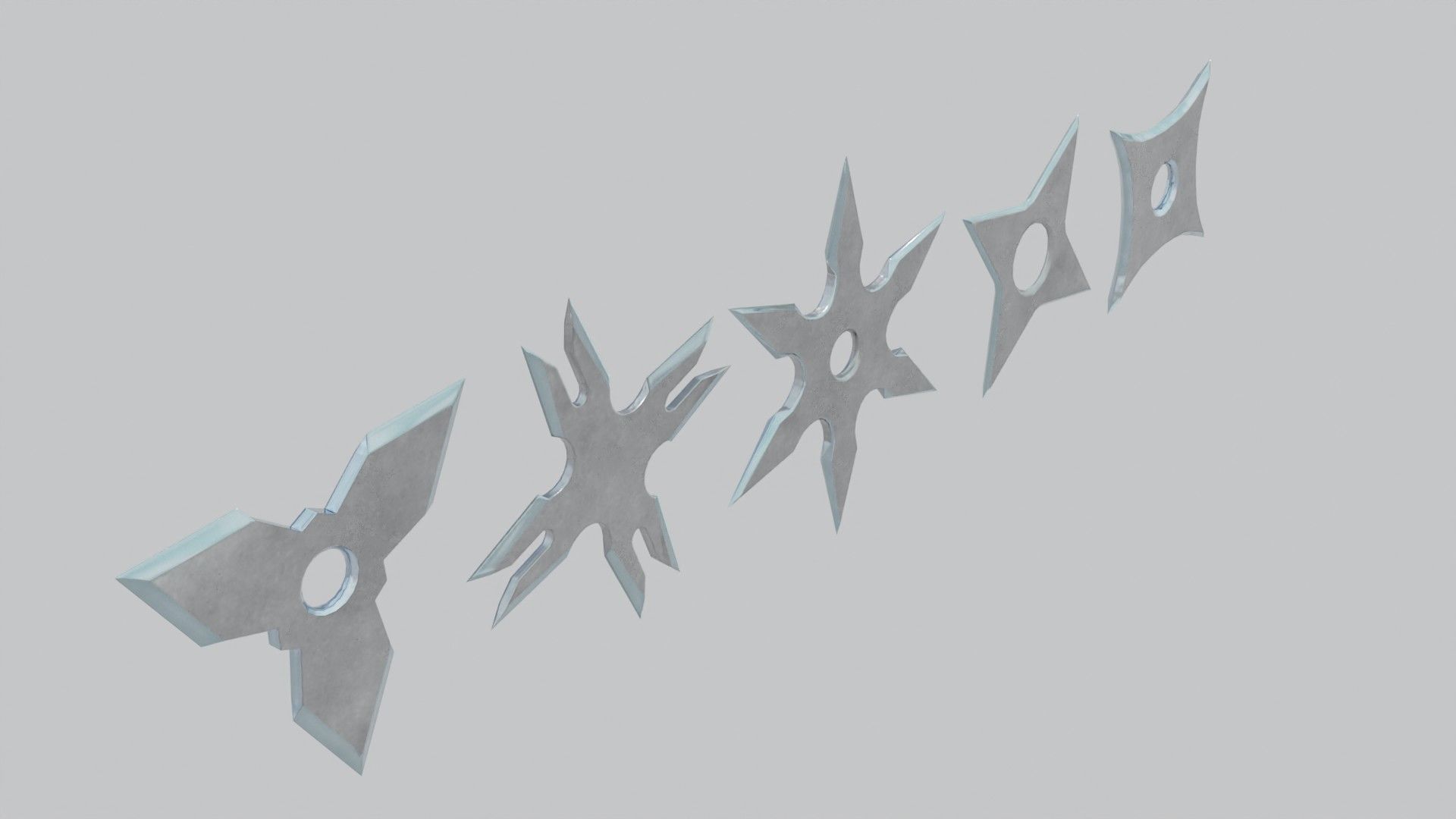 Ninja shuriken pack Low-poly 3D model_7