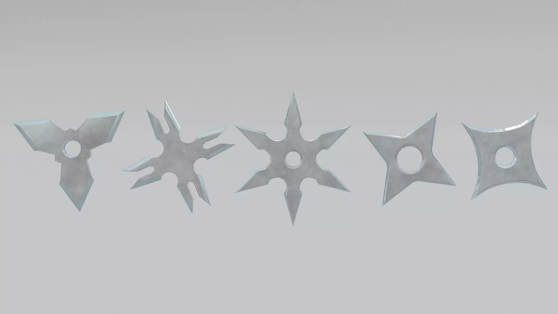 Ninja shuriken pack Low-poly 3D model_0