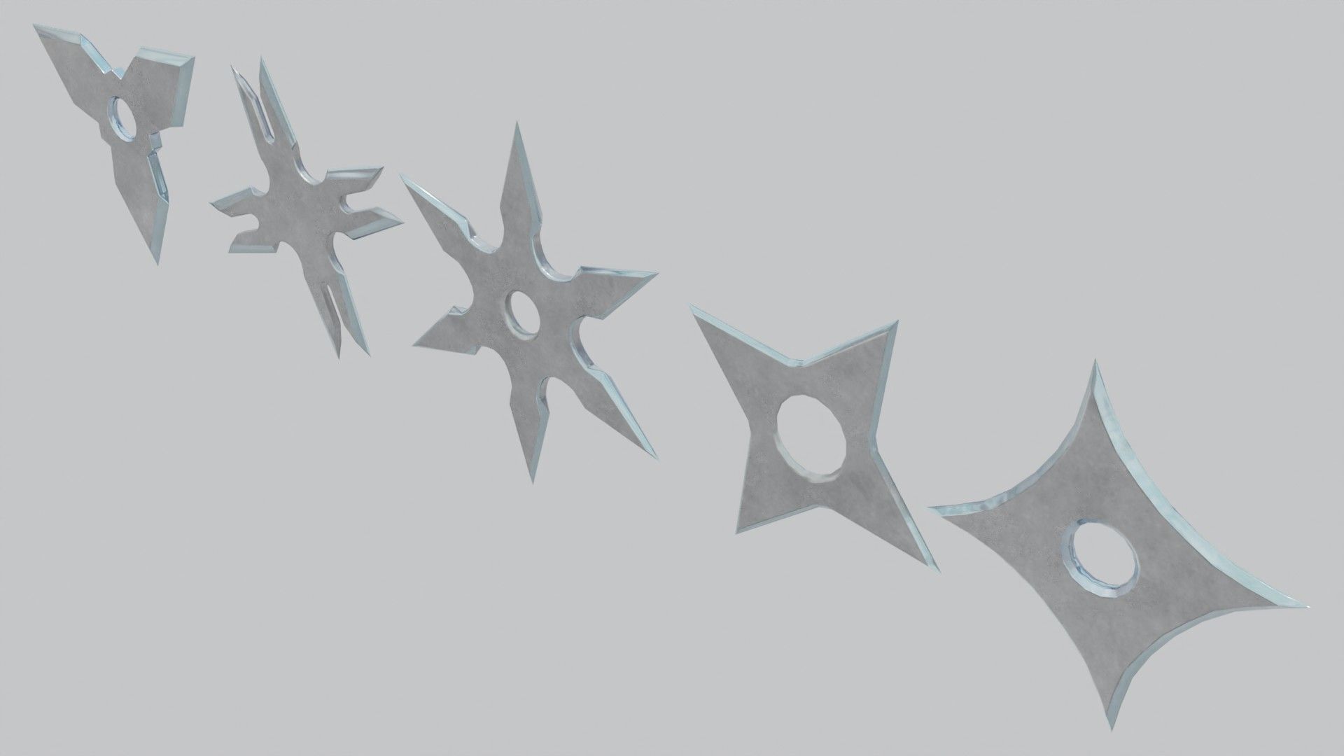 Ninja shuriken pack Low-poly 3D model_8