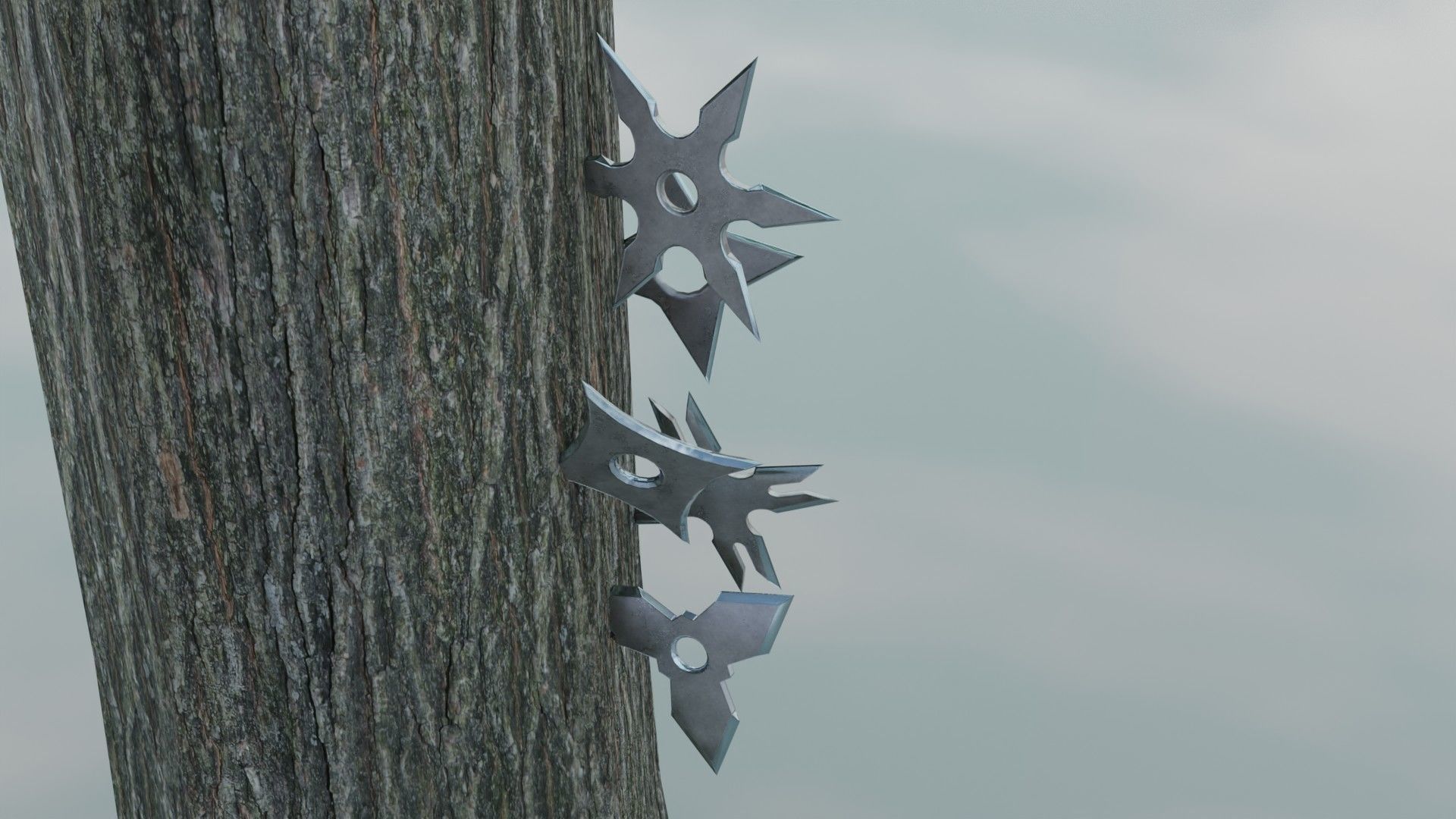 Ninja shuriken pack Low-poly 3D model_2