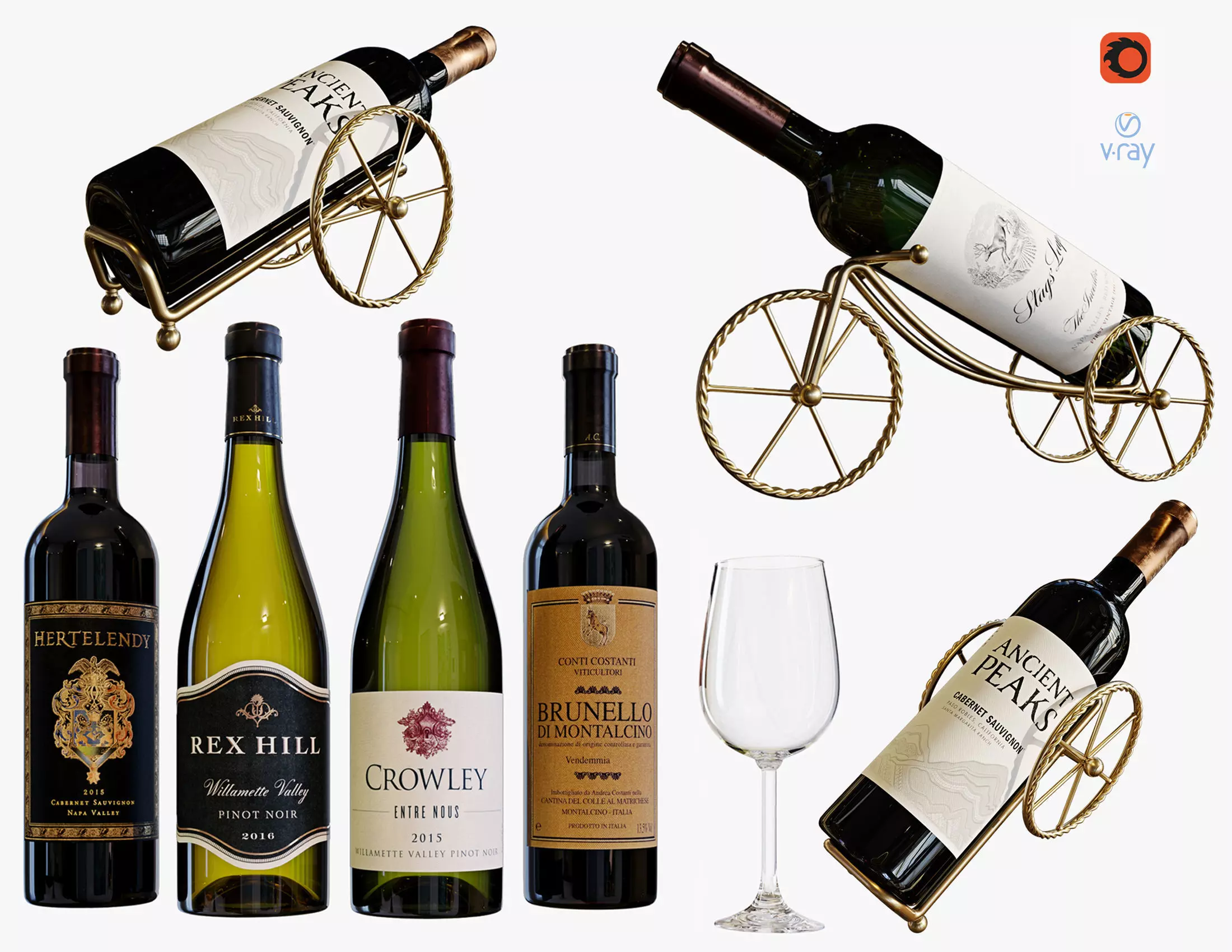 Wine bottle set 18 3D model