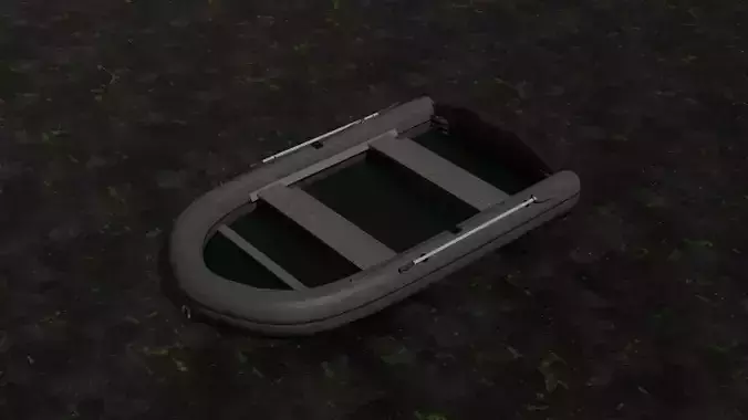 Rubber boat with oars