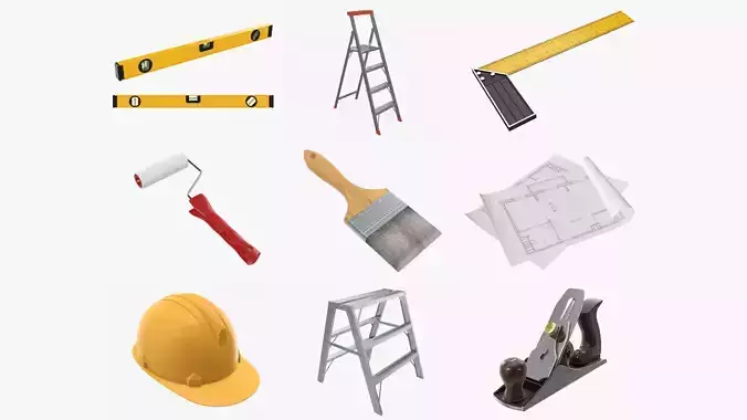 construction tools and accessories 3D Model Collection