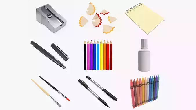 drawing tools and accessories 3D Model Collection