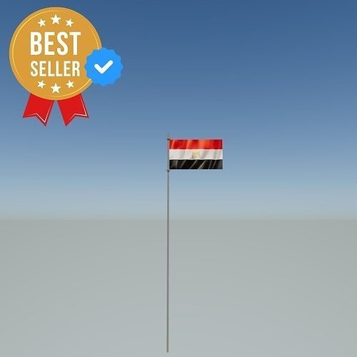 Flag of Egypt Low-poly 3D model