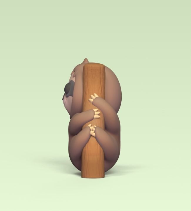 Sloth on the Branch 3D print model_1