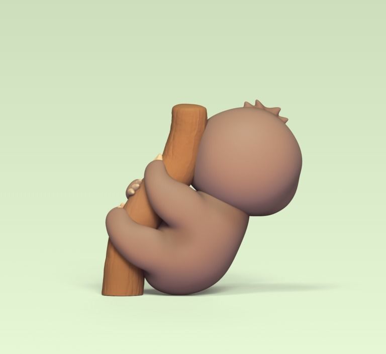 Sloth on the Branch 3D print model_2