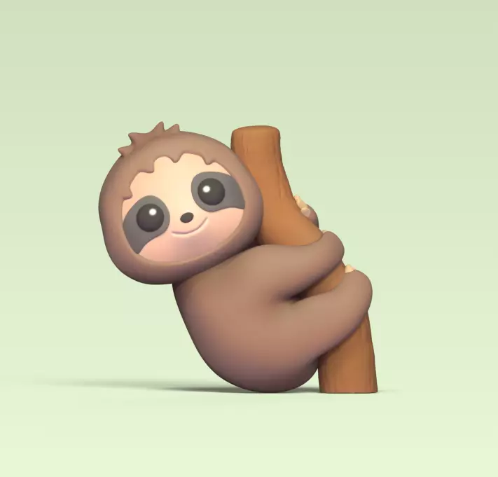 Sloth on the Branch 3D print model_0
