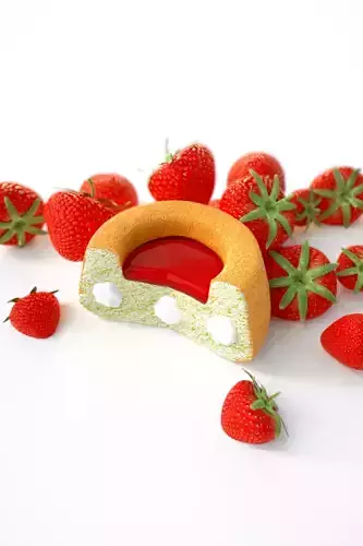 Ulker Kekstra Strawberry 3D Low Poly Model Cupcake Cake  Low-poly 3D model