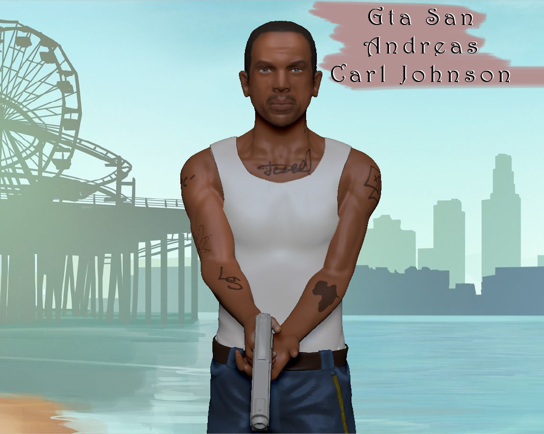 Carl Johnson GTA 3D model 3D printable | CGTrader, image size:1068x853