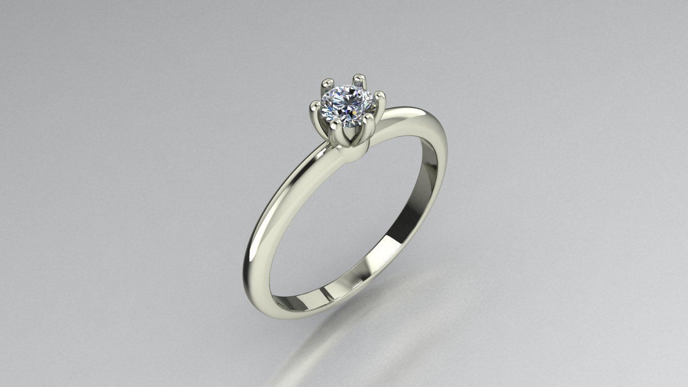 Tiffany style engagement ring 3D print model_3
