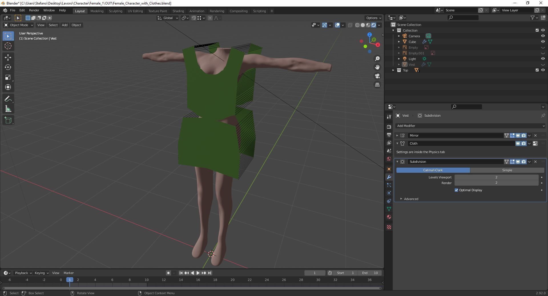 Female Character with Clothes and Material Low-poly 3D model_12
