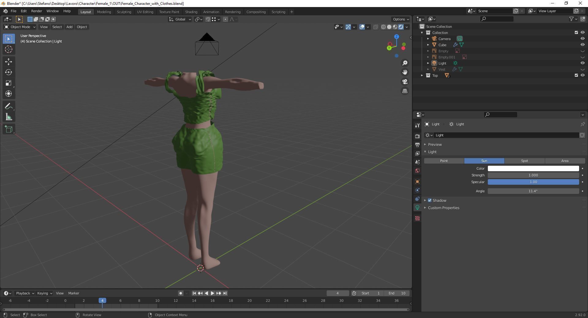 Female Character with Clothes and Material Low-poly 3D model_3