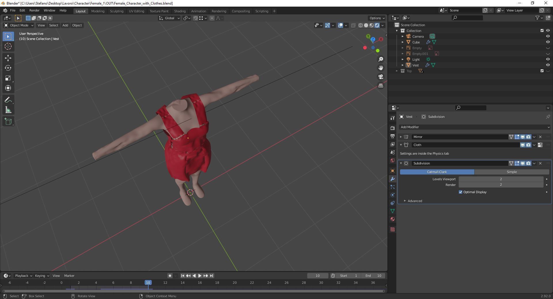 Female Character with Clothes and Material Low-poly 3D model_9