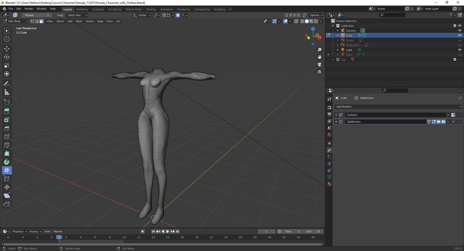 Female Character with Clothes and Material Low-poly 3D model_17