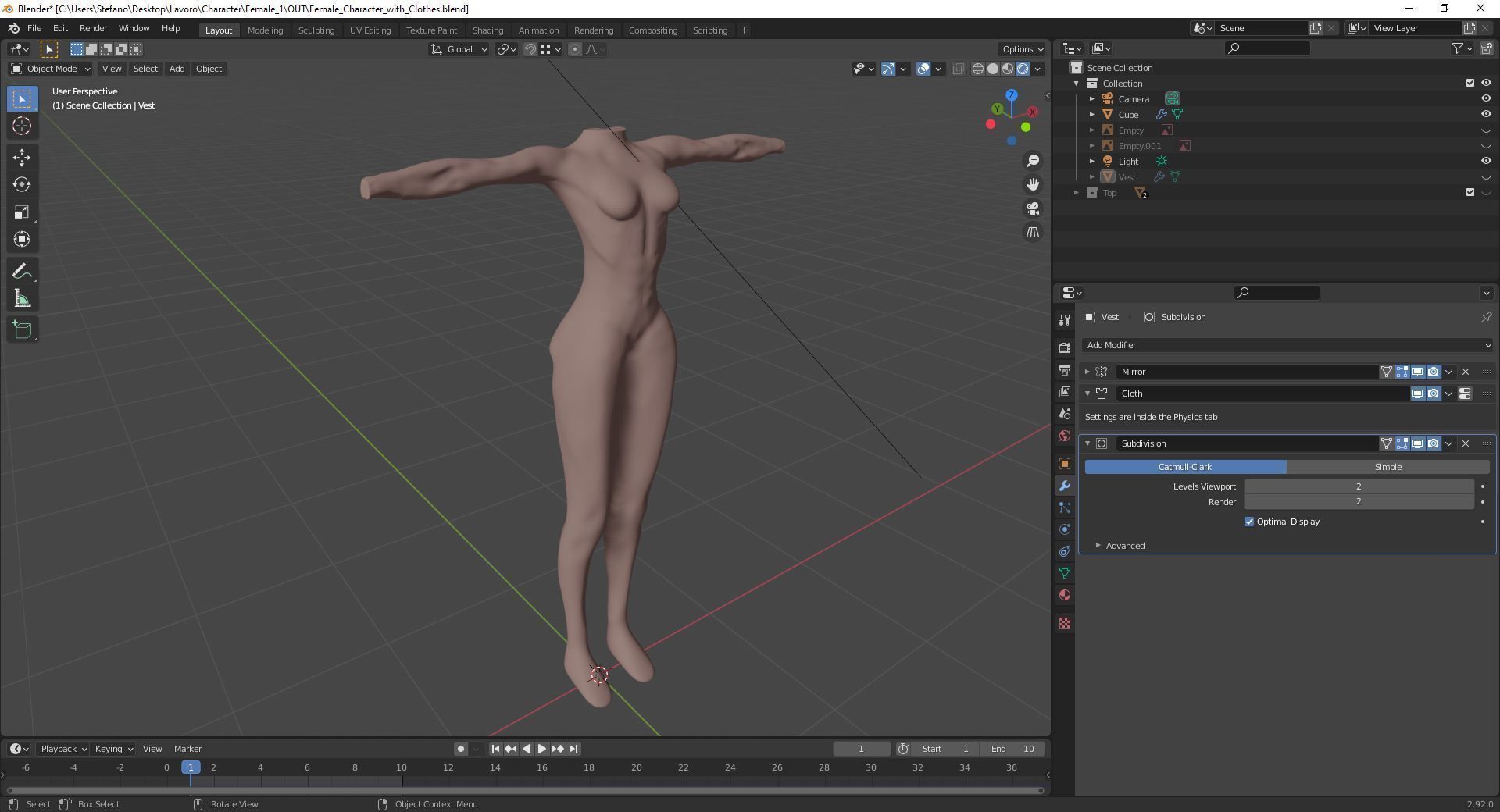 Female Character with Clothes and Material Low-poly 3D model_13