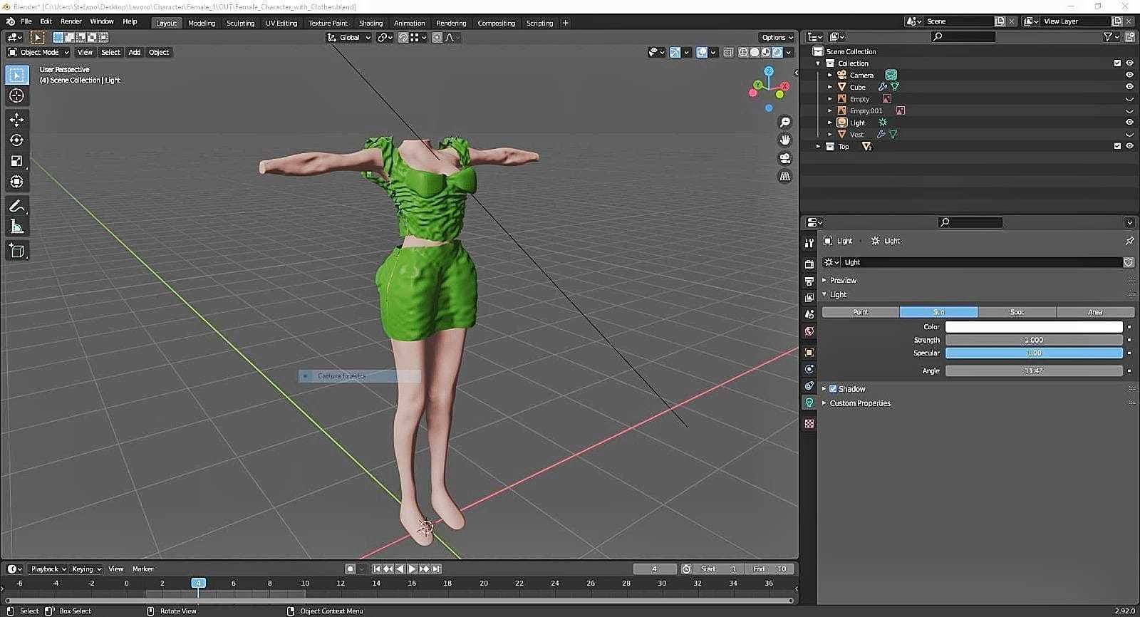 Female Character with Clothes and Material Low-poly 3D model_10