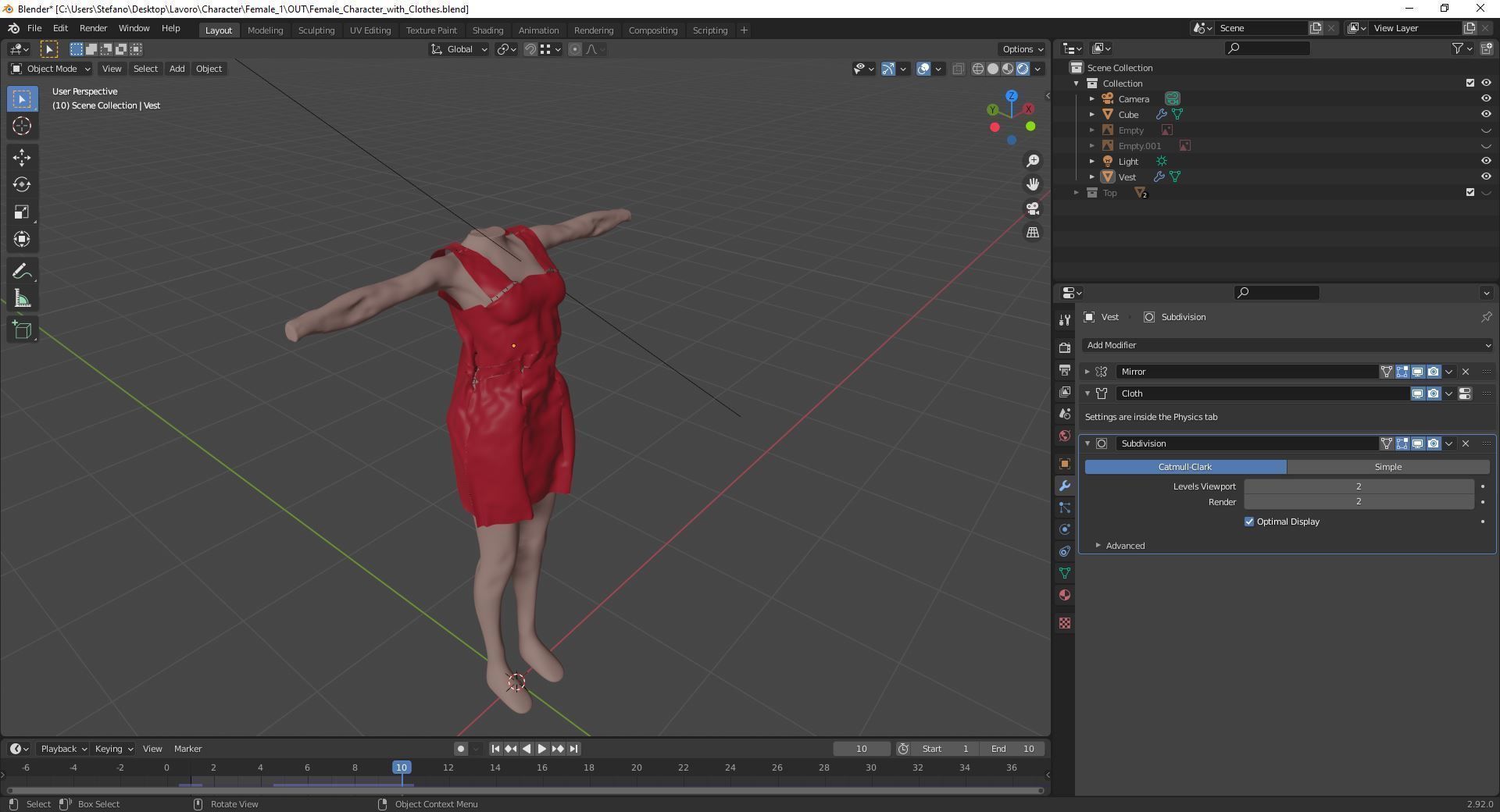 Female Character with Clothes and Material Low-poly 3D model_5